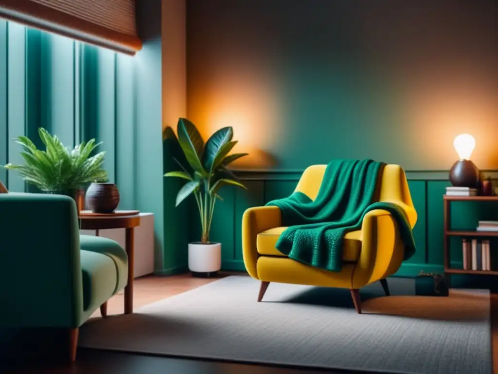 Acogedora sala iluminada por luces inteligentes Un acogedor salón iluminado por luces inteligentes para relajación en casa