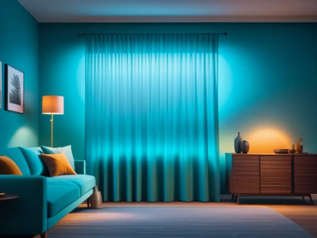 Acogedora escena hogareña iluminada con suaves tonos pastel para relajación y beneficios cromoterapia