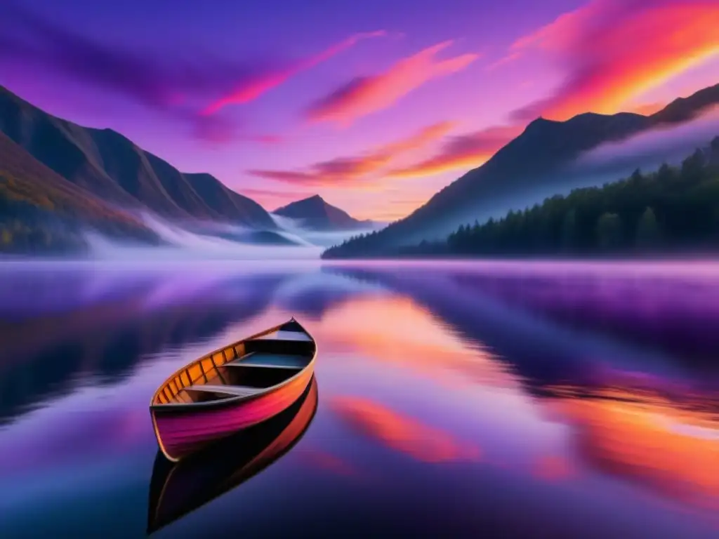 Amanecer sereno en lago: paz y gratitud en colores 8K Un amanecer sereno sobre un lago, con tonos vibrantes reflejados en el agua