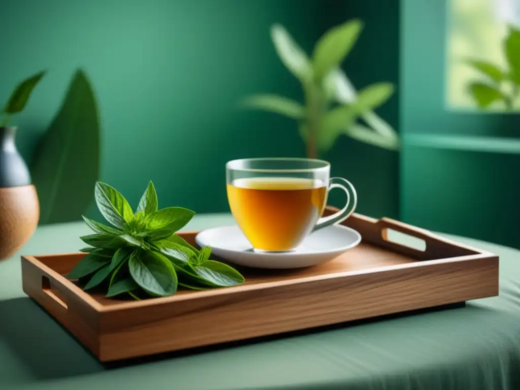 Rincón de spa en casa: té verde, frutas antioxidantes y relajación Armoniosa imagen de un spa casero con suplementos antioxidantes para relax en casa