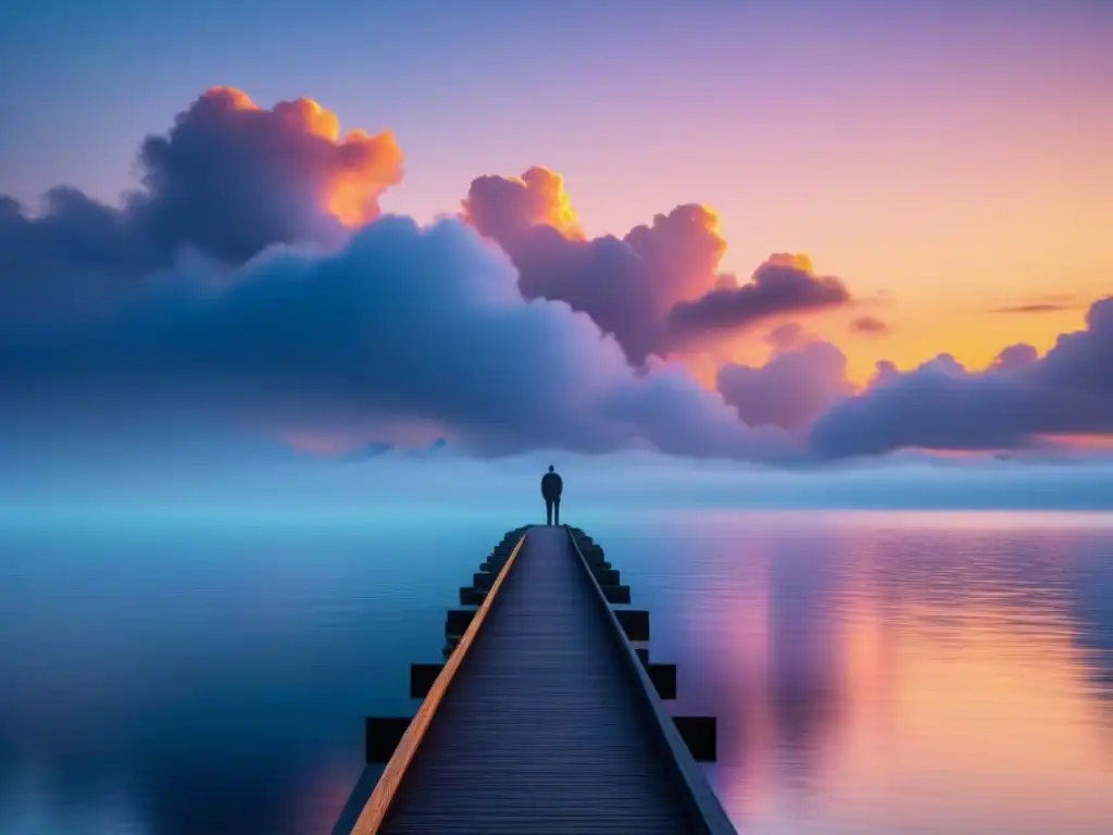 Puesta de sol tranquila sobre el mar en tonos pastel Un atardecer sereno sobre un océano tranquilo, con tonos pasteles que reflejan en el agua, creando paz y relajación