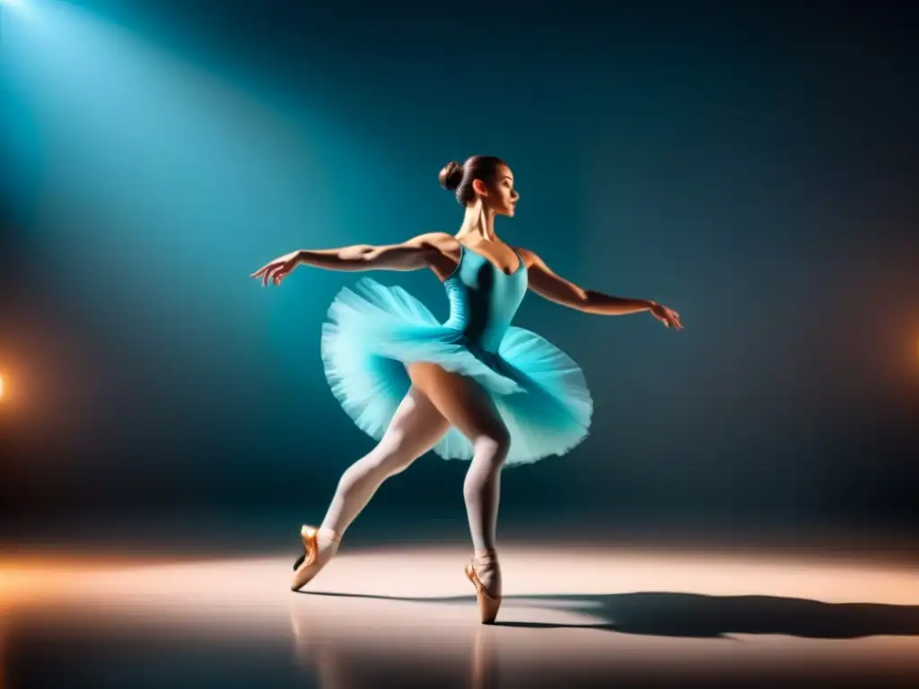 Bailarina de ballet en movimiento elegante y sereno Bailarina de ballet elegante y serena en escenario minimalista