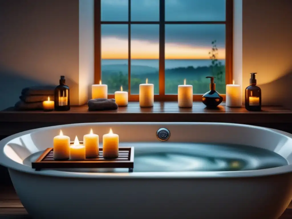 Un baño relajante, con velas, aceites esenciales y tranquilidad