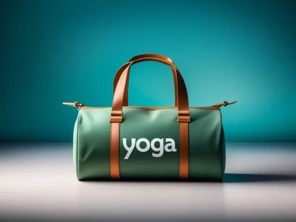 Bolso de yoga personalizado: elegancia minimalista en estudio sereno Bolsa de yoga chic personalizada en un estudio de yoga tranquilo y elegante