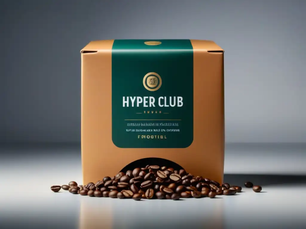 Café de lujo: suscripción exclusiva de granos de especialidad Una caja de suscripción de café moderna y elegante con granos de café de todo el mundo