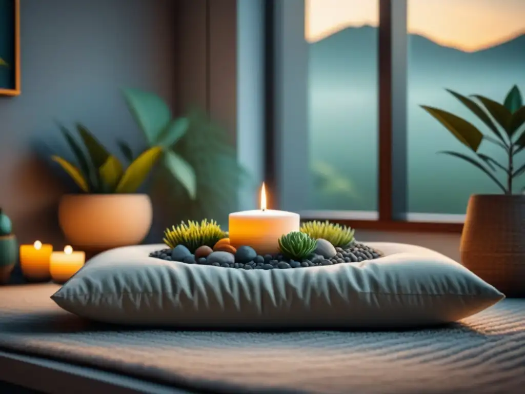 Rincón de meditación en casa: tranquilidad y serenidad Rincón de meditación en casa con colores suaves y elementos zen