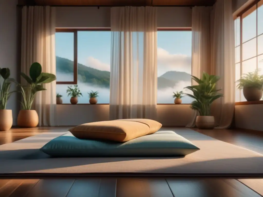 Rincón de yoga en casa: serenidad en tonos suaves Rincón de yoga casero con colores suaves y ambiente tranquilo
