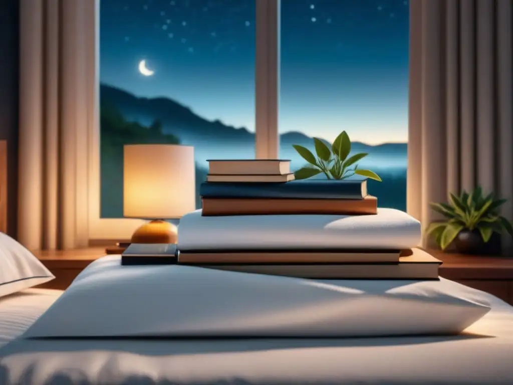 Consejos para una rutina nocturna de sueño reparador en un dormitorio sereno iluminado por la noche