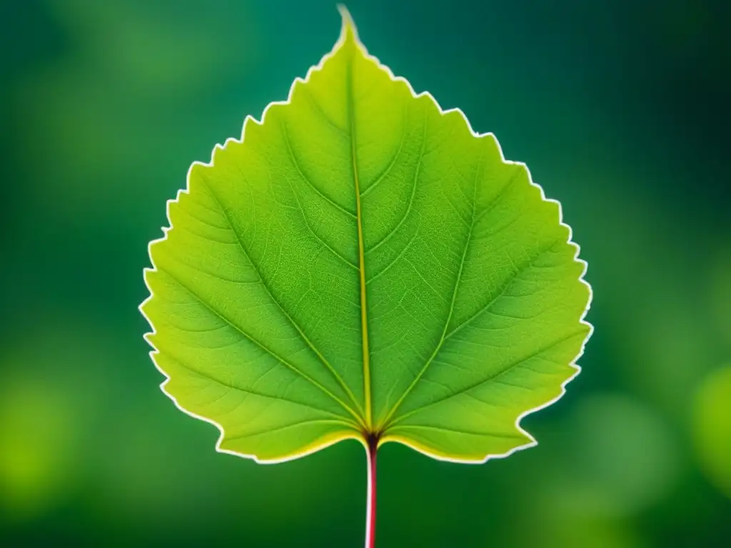 Detalles de una hoja verde vibrante de planta medicinal Detalle de una hoja verde vibrante de planta medicinal, resaltando su belleza natural
