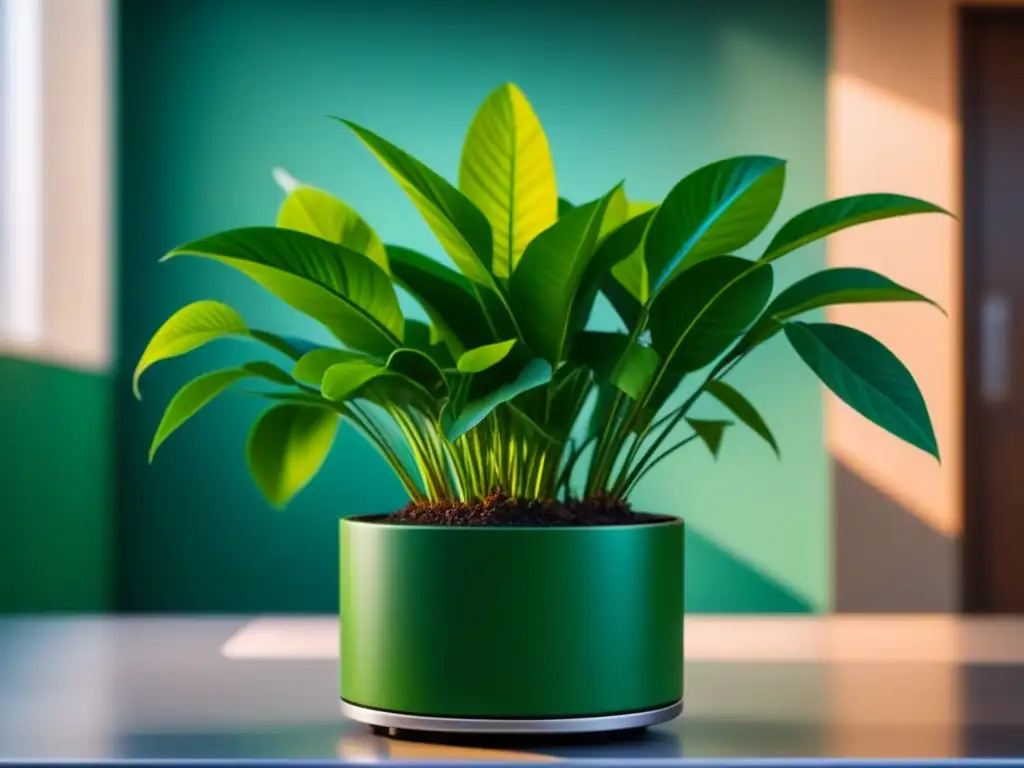 Planta verde exuberante en entorno hospitalario Detalle de planta verde en hospital, mostrando belleza y tranquilidad