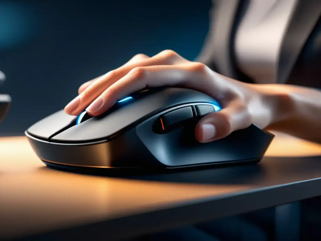 Set ergonómico: teclado y ratón modernos en negro mate Detalle de teclado y ratón ergonómicos para relax en negro mate, diseño minimalista y curvas suaves