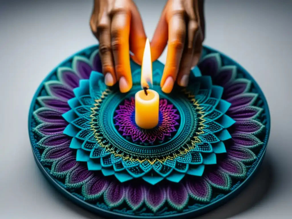 Vibrante mandala cromoterapia: significado de colores Detalle vibrante mandala en blanco, cromoterapia
