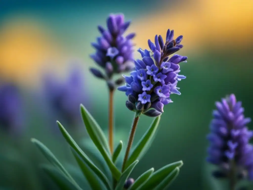 Belleza natural: Detalles de lavanda en alta resolución Detalles delicados de una planta de lavanda con flores moradas, mostrando el poder relajante de la lavanda