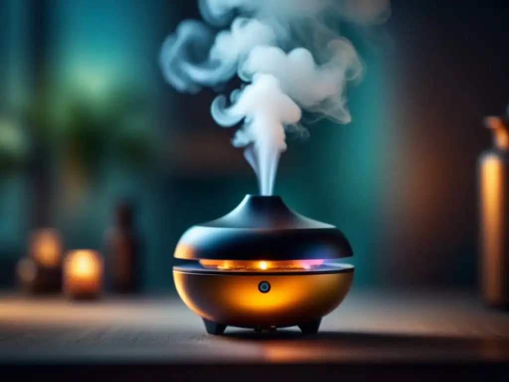 Un difusor aromático moderno creando una atmósfera relajante con beneficios difusores aromáticos relajantes