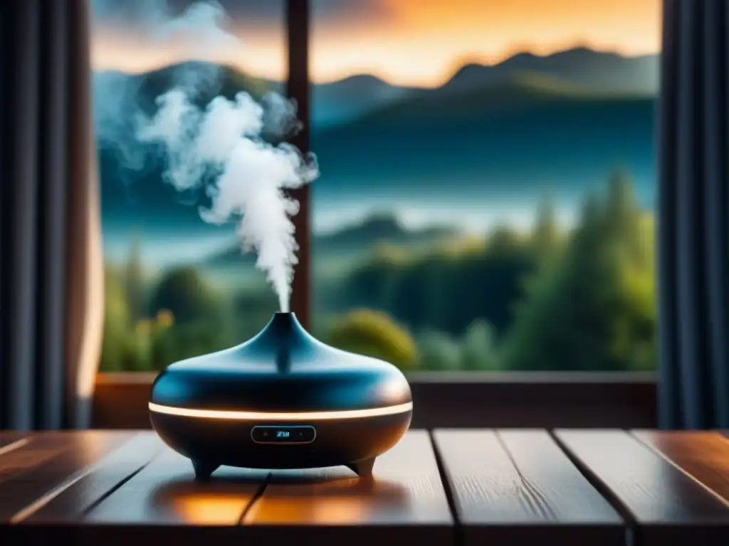 Un difusor moderno libera aceites esenciales en un ambiente sereno