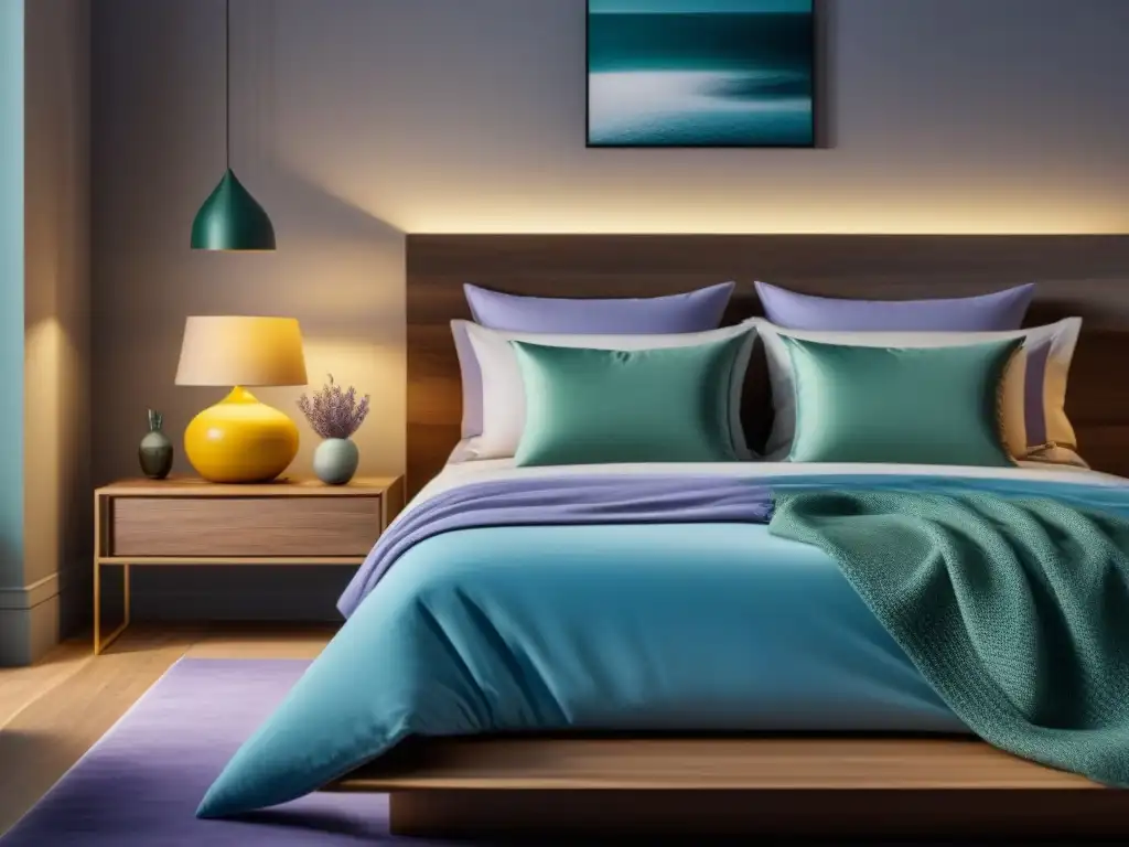 Diseño minimalista: Dormitorio sereno con cromoterapia Diseño minimalista con cromoterapia para dormitorio relajante