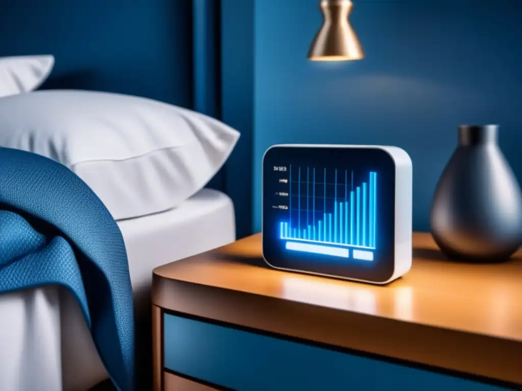 Dispositivo de monitorización del sueño: bienestar y tranquilidad Dispositivo de monitoreo del sueño mostrando patrones de descanso
