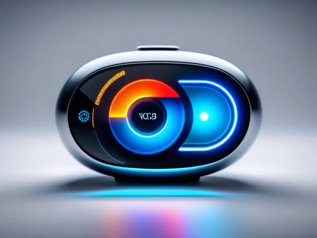 Dispositivo de salud para bienestar de diseño moderno y futurista con luces brillantes en fondo blanco