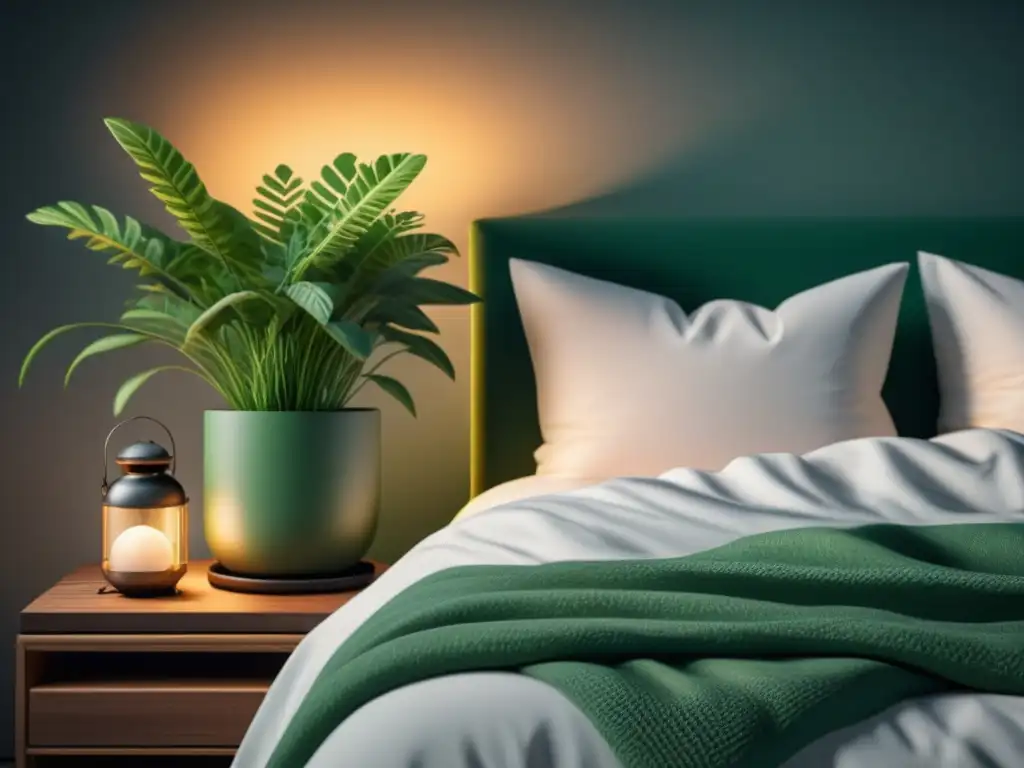 Dormitorio minimalista y sereno para un descanso tranquilo Un dormitorio sereno y minimalista para tus rituales de noche en casa, con una cama impecable y detalles decorativos