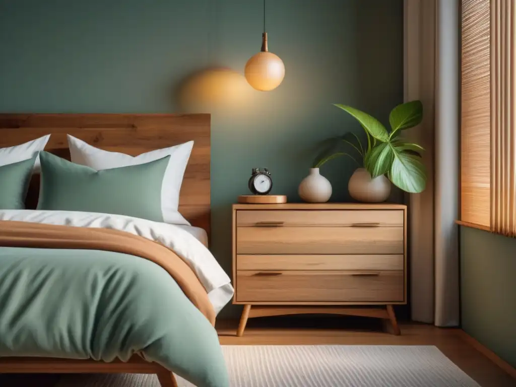 Dormitorio ecofriendly: serenidad en tonos terrosos Dormitorio sereno con textiles ecológicos en tonos tierra, promoviendo el compromiso con marcas de ropa hogar ecológica