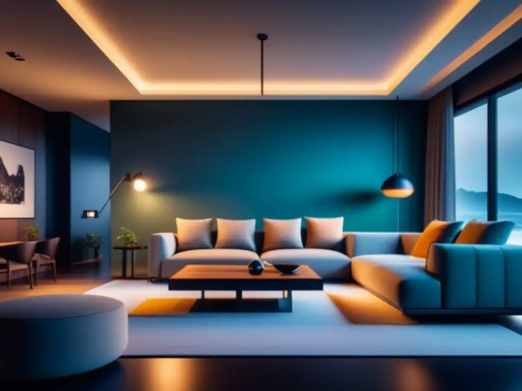 Elegante sala iluminada con ambientes personalizados y modernos
