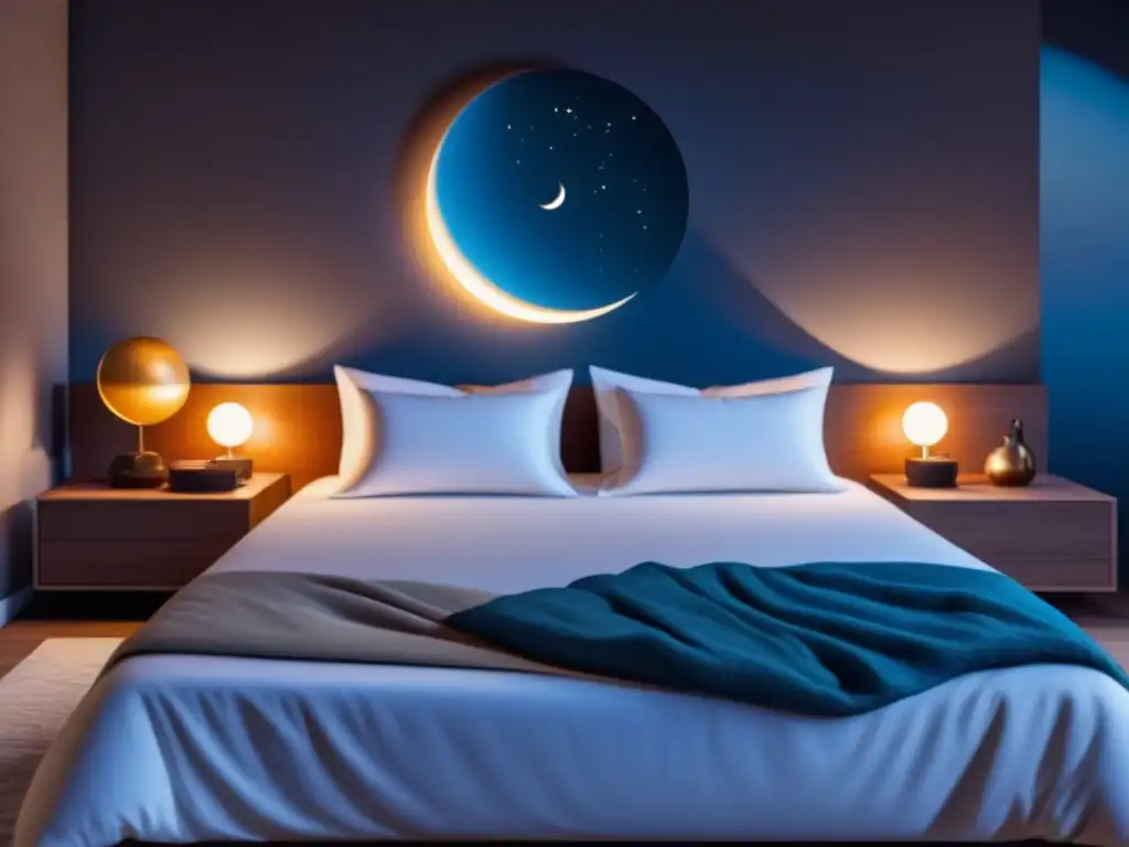 Un entorno de sueño sereno y tranquilo iluminado por la luna creciente