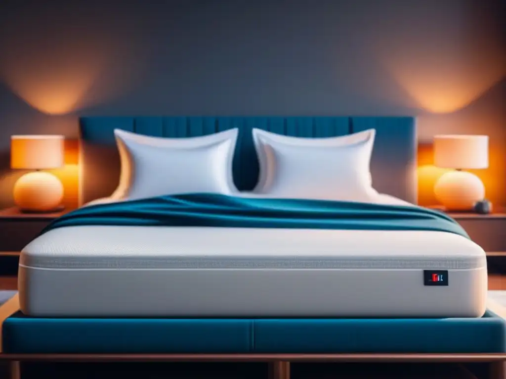Diseño de dormitorio para recuperación muscular óptima Escenario minimalista con cama perfectamente hecha, almohadas de alta calidad y colchón lujoso para recuperación muscular óptima