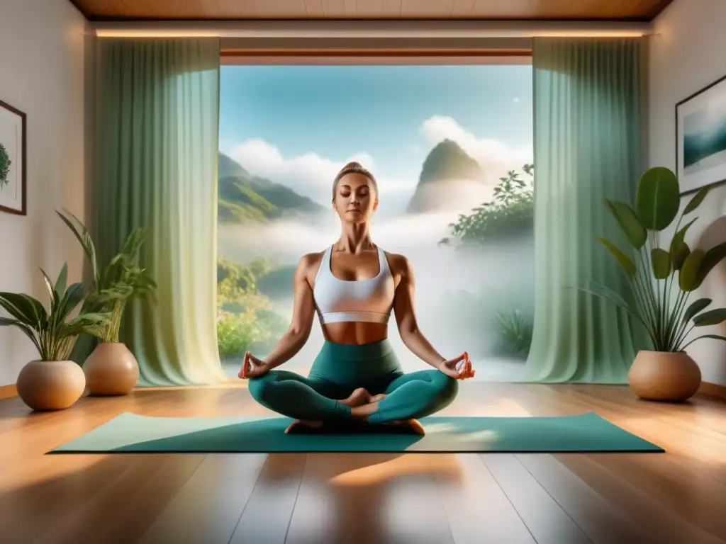 Hogar zen: espacio de yoga con humidificador moderno Espacio de yoga y meditación en casa con beneficios de un humidificador, armonía y serenidad