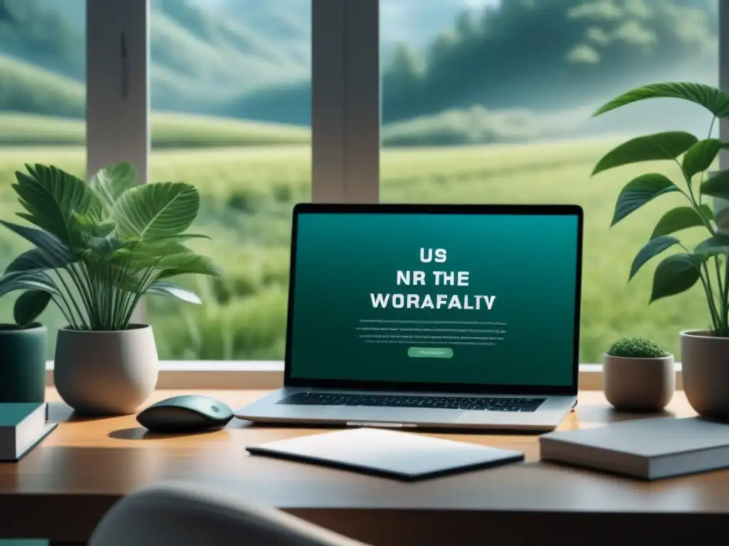 Espacio de trabajo minimalista: tranquilidad y enfoque Un espacio minimalista y sereno para pausas activas y combatir estrés