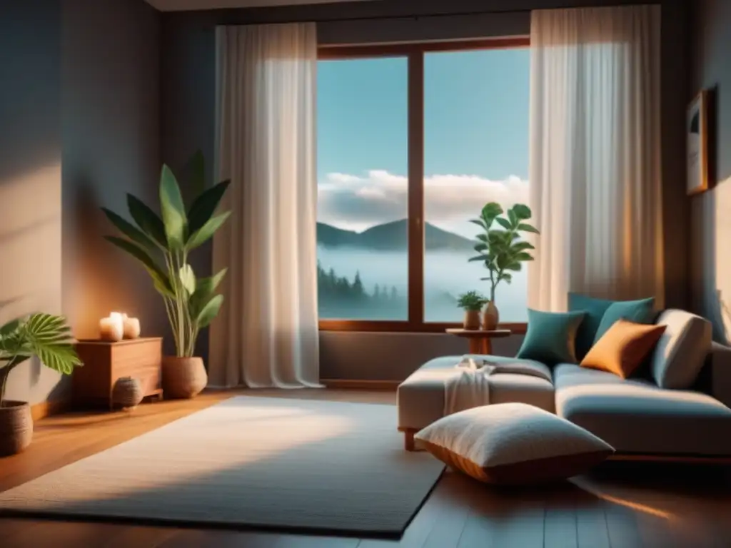 Rincón acogedor y minimalista en tonos tierra para relajarte en casa Espacio sereno en casa con tonos terrosos y texturas naturales
