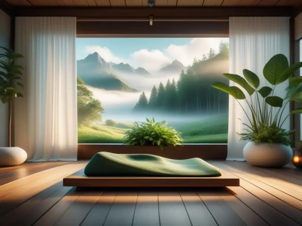Serenidad en tu hogar: sala de meditación minimalista y sofisticada Un espacio de meditación sereno con innovaciones en kits de meditación, decorado en estilo minimalista y lleno de tranquilidad