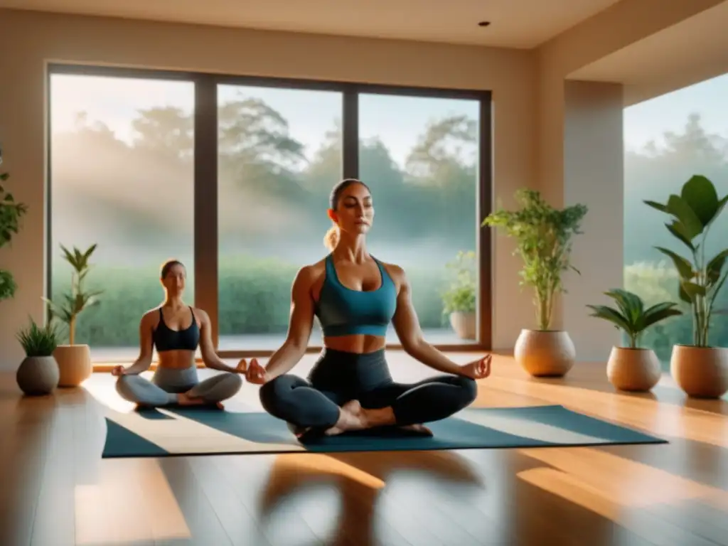 Unidad en familia: yoga sereno en casa Una familia practica yoga juntos, transmitiendo calma y unión