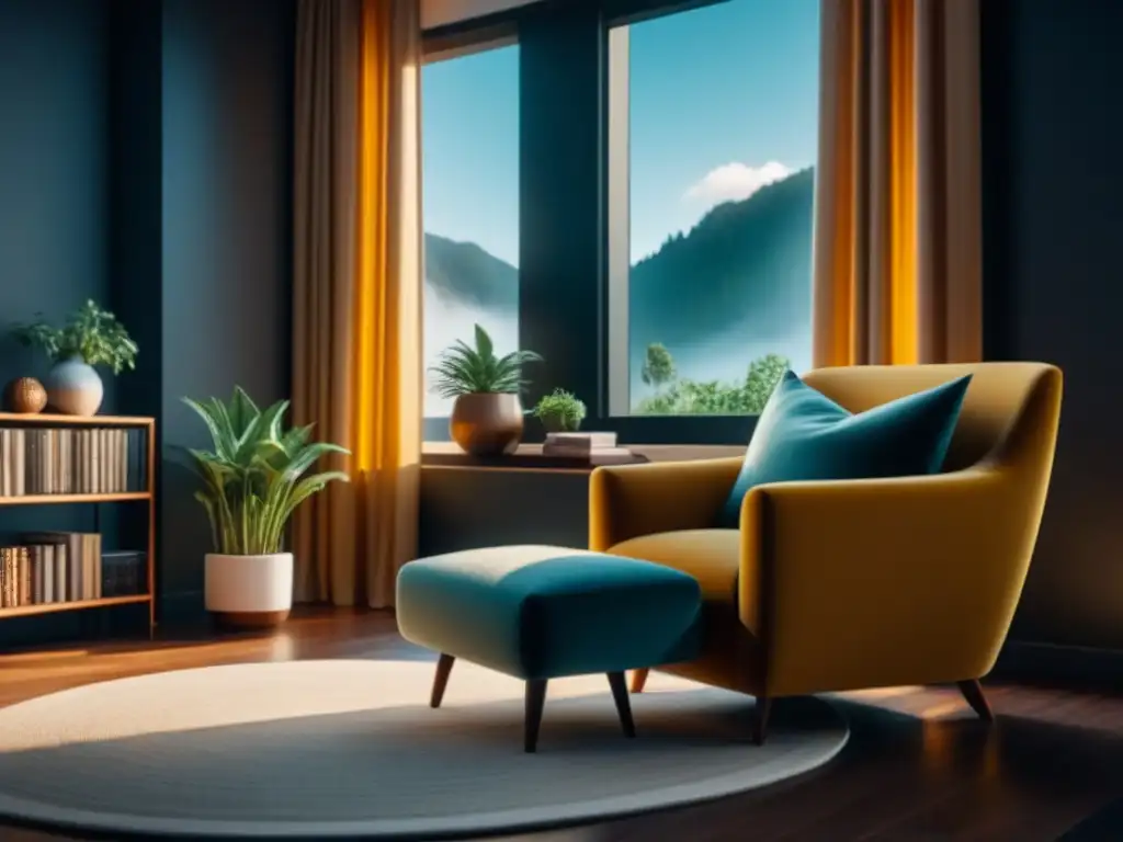 Ambiente sereno con luz dorada y acogedora Un hogar acogedor iluminado por un rayo de sol, Vitamina D en casa sin salir
