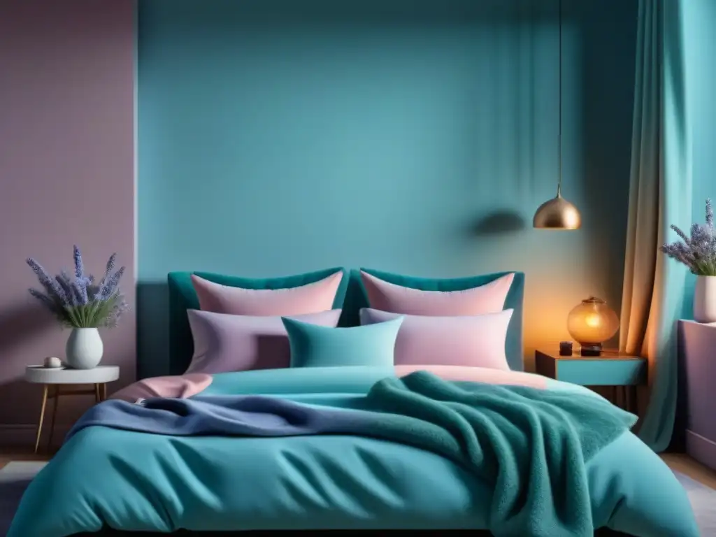 Serenidad en pastel: dormitorio minimalista en 8k Decoración hogar relajante con beneficios cromoterapia para relajación hogar
