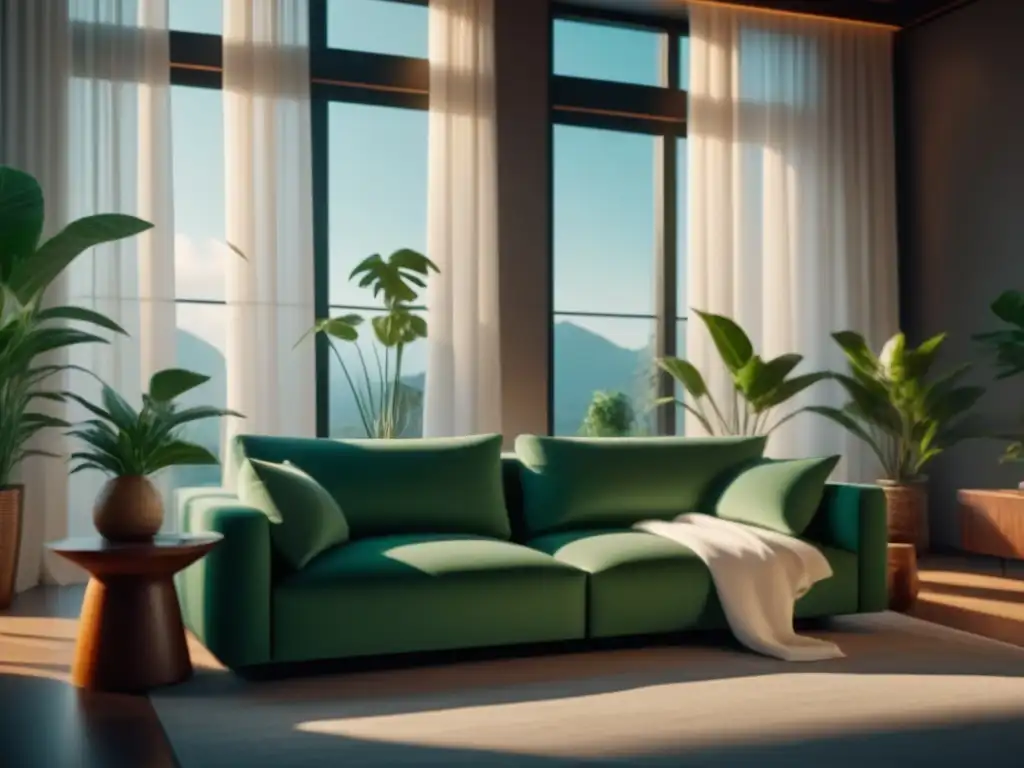Un hogar relajante con iluminación natural, plantas verdes y ambiente tranquilo