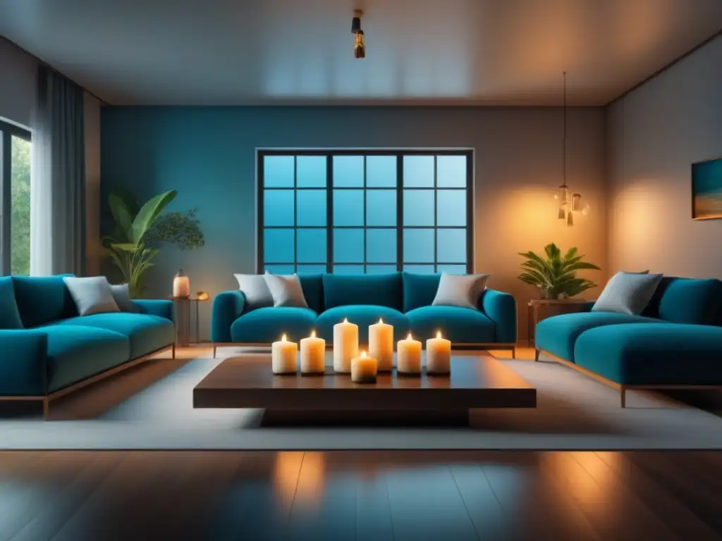 Armonía y tranquilidad: sala minimalista con velas de colores Un hogar tranquilo y armonioso con las mejores velas cromoterapia para energizar el espacio con colores relajantes
