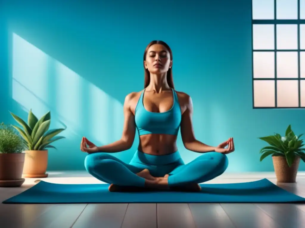 Una imagen serena de meditación en casa con biorretroalimentación y paz interior