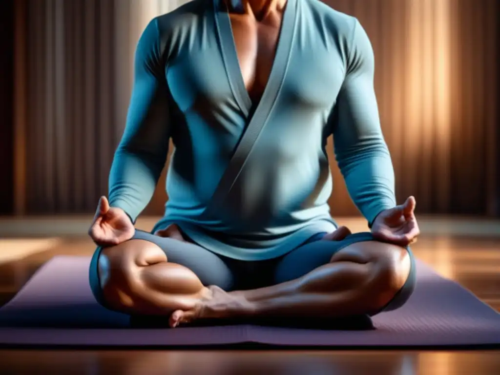Serena meditación: adulto mayor en postura de yoga Inspirador retrato de un adulto mayor en pose de yoga suave, transmitiendo calma y serenidad