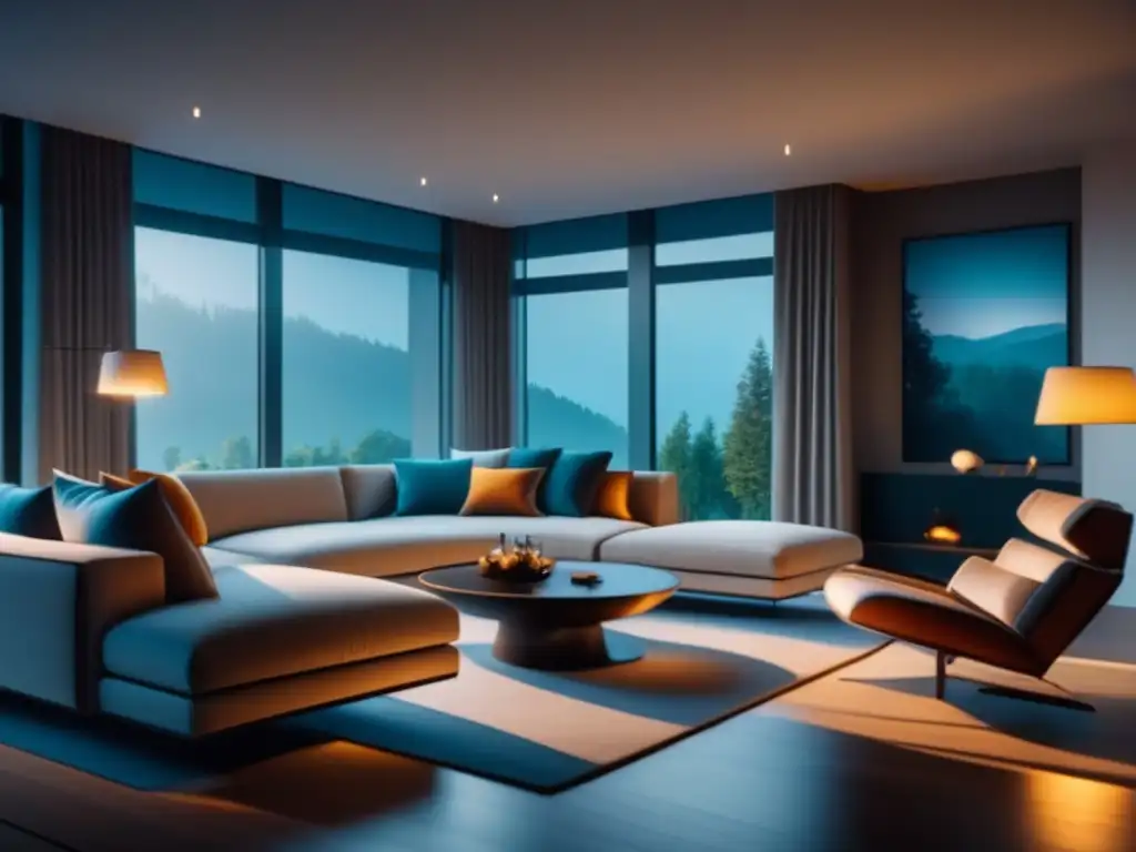 Iluminación inteligente para ambientes personalizados en un salón moderno y relajante