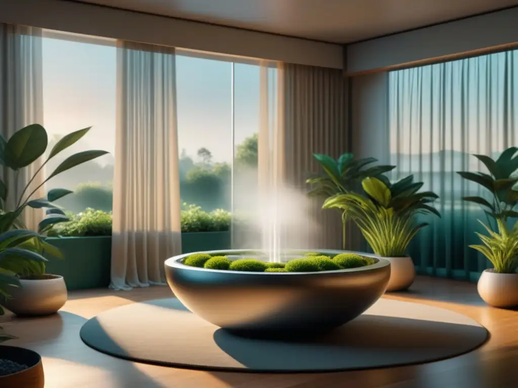 Jardín interior sereno según Feng Shui: armonía y equilibrio en casa Un jardín interior sereno diseñado con plantas relajantes para hogar Feng Shui