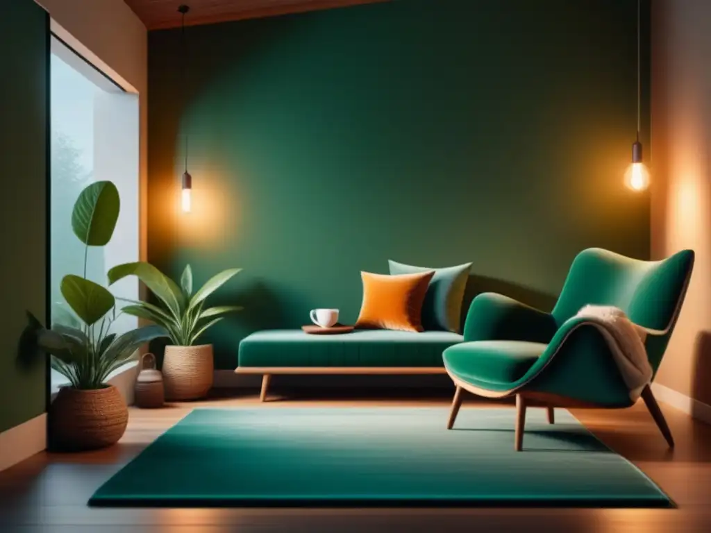 Acogedor dormitorio minimalista con iluminación cálida y acogedora Un rincón de lectura acogedor iluminado por luces inteligentes para relax en casa