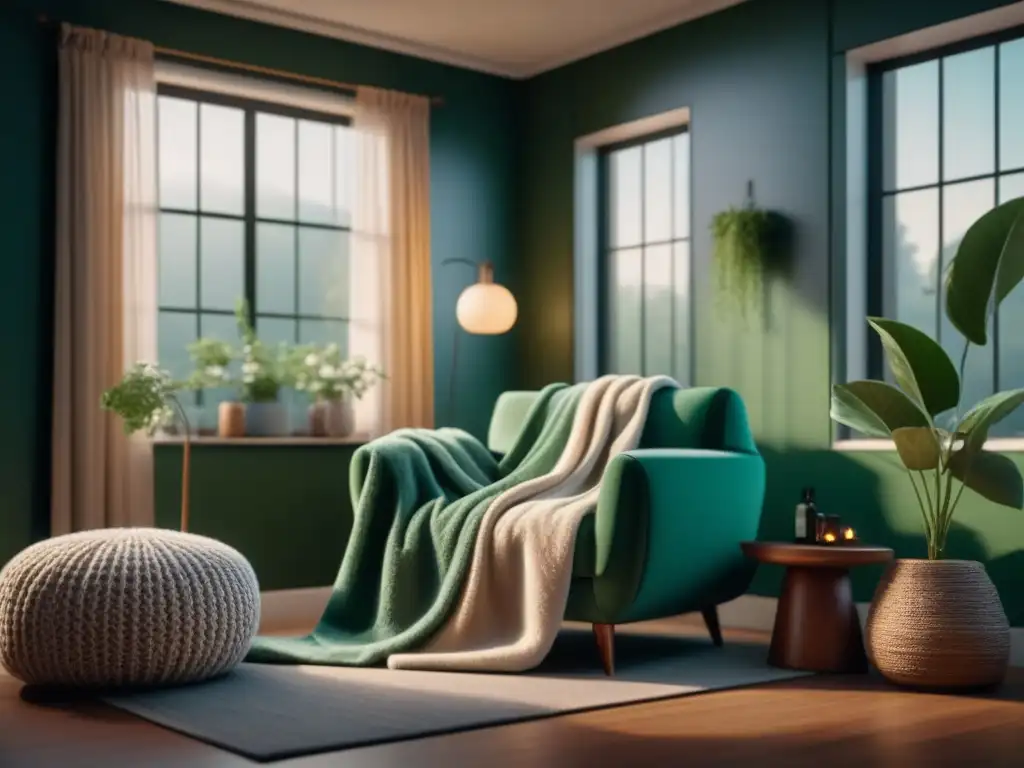 Rincón de lectura acogedor junto a ventana luminosa Un rincón de lectura acogedor en un santuario de paz con aromaterapia, iluminado por luz natural suave
