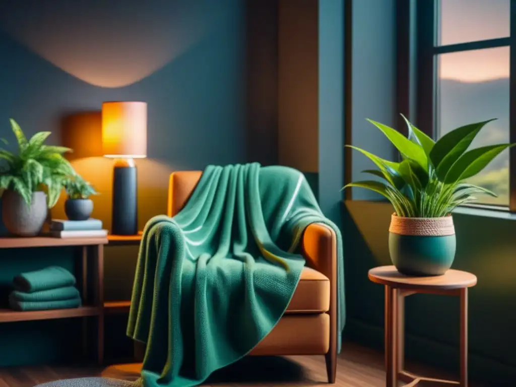 Rincón de lectura sereno y minimalista con plantas verdes exuberantes Un rincón de lectura sereno y minimalista con plantas para rincón de lectura, creando un ambiente armonioso y vibrante