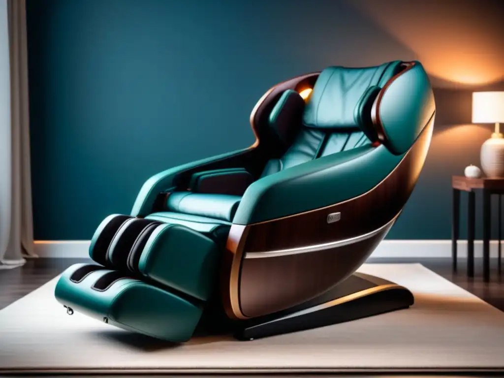Silla de masaje de lujo: elegancia en tu hogar Un lujoso sillón de masaje de alta gama en un elegante salón