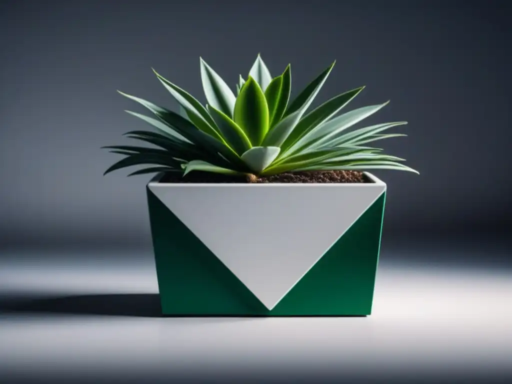 Maceta blanca minimalista con planta verde exuberante Maceta blanca minimalista con planta verde vibrante en cascada
