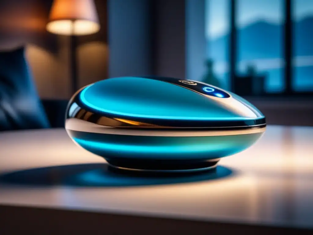 Masajeador eléctrico de alta gama en entorno lujoso, iluminación suave y diseño elegante