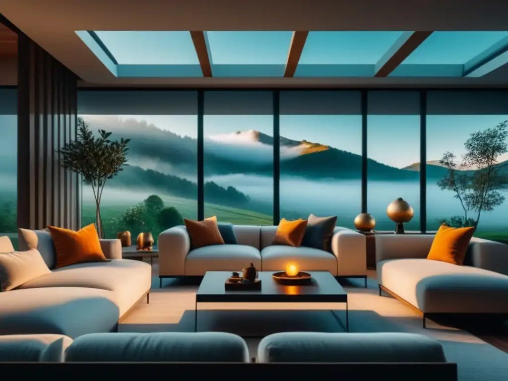 Salón minimalista y sereno: paz interior en decoración neutra Decoración minimalista para paz interior: Sala serena con paleta neutra, sofá acogedor y ventana con luz suave