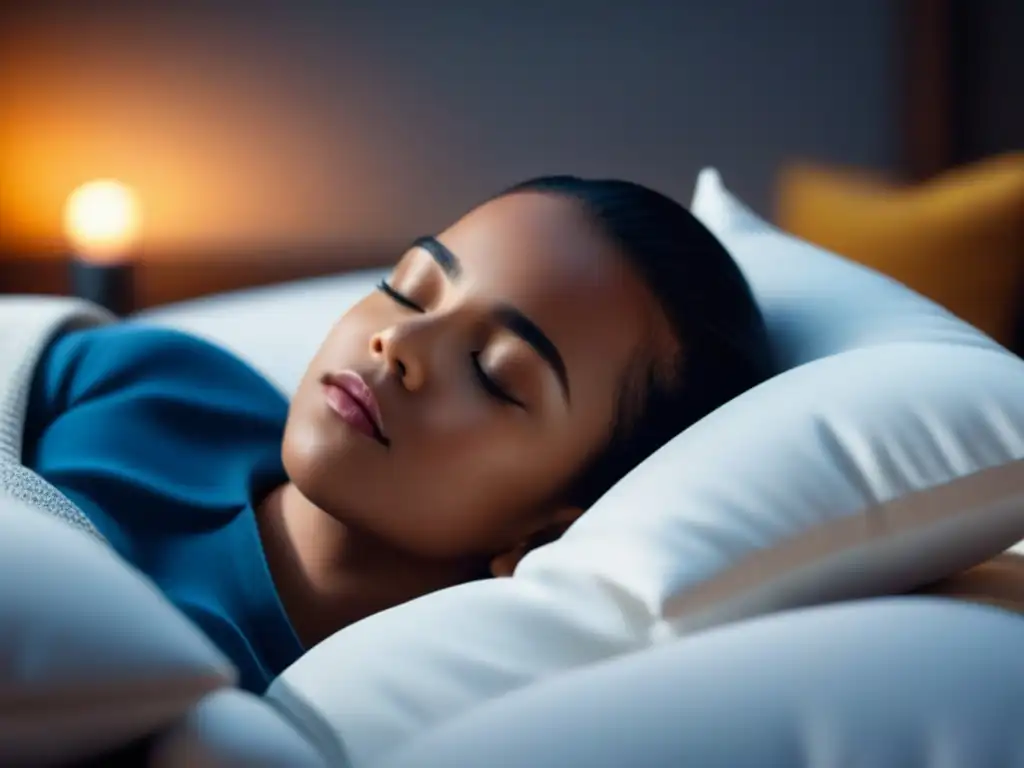 Niño en relajación profunda rodeado de almohadas suaves Un niño practica relajación progresiva rodeado de almohadas en un ambiente tranquilo