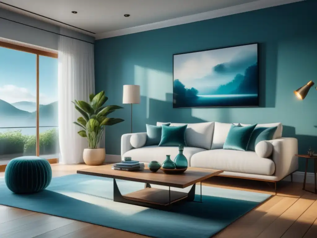 Sofisticada sala minimalista con sofá blanco y arte abstracto Un oasis de relajación con elementos esenciales de diseño en un salón minimalista y sereno