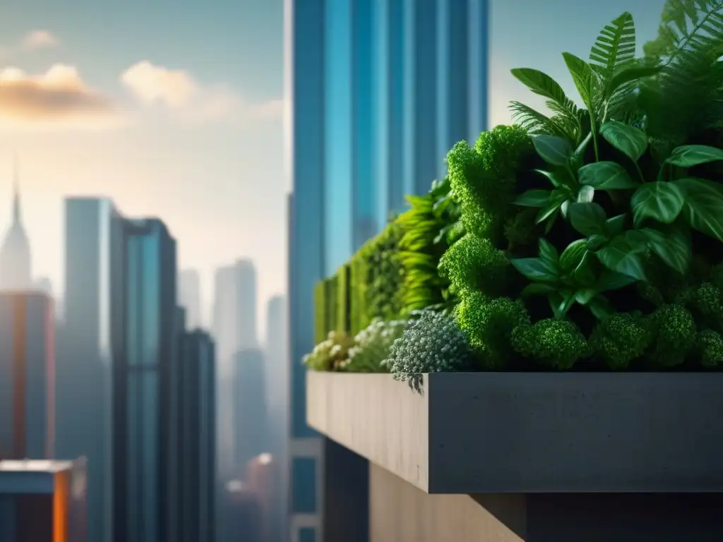 Jardín vertical urbano: oasis verde en la jungla de concreto Un oasis urbano: jardines verticales para espacios urbanos en contraste con la ciudad